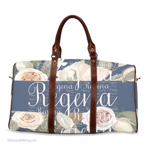 Custom Flower Love Personalization Travel Bags | Gift Ideas for Women | Travel Bag for Black Women | Weekender Tote | Womens Overnight Bag