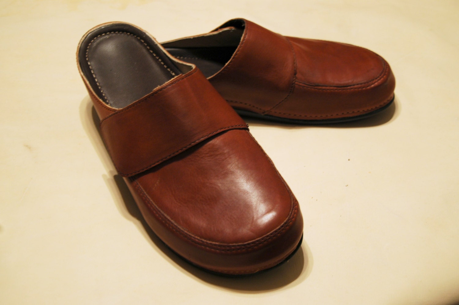 Chaussures en cuir cuir sabots en brun pour hommes sabots ...