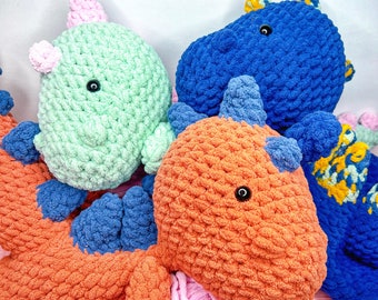 LARGE Dinosaur Snuggler | Dino Lovey | Stuffed Crochet Dinosaur | READY to SHIP