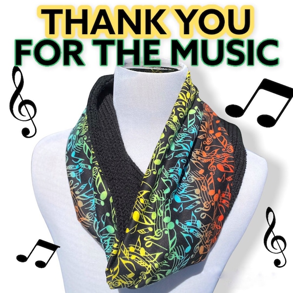 Music infinity scarf/ Music teacher gift/ Music notes/ Broadway/Piano/Singing/ Voice teacher/Choir teacher gift/ Singer/ Pianist/ Knit scarf