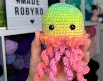Jellyfish- Retro stripe under the sea jelly fish-Crochet plush- stuffed animal- neon jelly fish