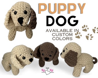 Crochet Puppy Dog, stuffed puppy dog, Custom colors, dog lover, gift