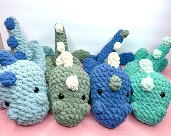Cuddle Size Dinosaur Snuggler | Dino Lovey | Stuffed Crochet Dinosaur | READY to SHIP
