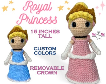 Royal Princess Doll, Crochet Princess, ballgown, Girl doll, Custom color dolls, free shipping