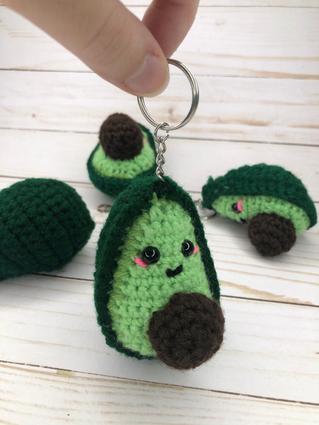 Avocado Keychain Crochet Avocado Keychainbackpack Etsy