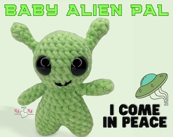 Crochet baby alien pal, alien friend, crochet alien, sci fi gift