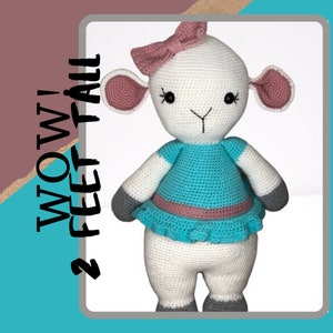 Lily the Lamb.2 Foot Crochet Lamb Doll! Crochet Lamb decoration. Crochet Lamb Doll. Custom lamb gift. Amigurumi animal