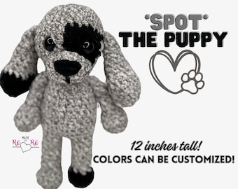 Crochet Dog, Crochet puppy, Spot, dog with spots, custom puppy dog stuffed animal