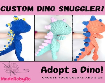 CUSTOM Dinosaur Snuggler | Dino Lovey | Stuffed Crochet Dino | FAST SHIPPING