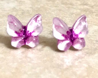 Butterfly Earrings, Metal-free Plastic Post Studs For Sensitive Ears, Allergy Free Hypoallergenic Stud Earrings, Great for kids