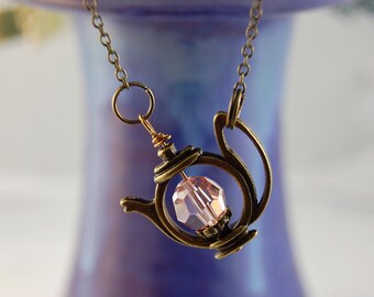 Teapot Necklace, Tea Pot Pendant, Alice in Wonderland, whimsical Jewelry, Boho jewelry, Gift Ideas, for sister, for Mom, Tea Lover gifts