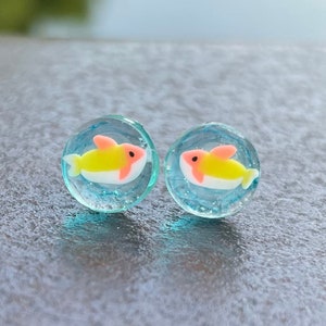 Plastic Post Earrings for Women or kids, Goldfish Studs For Sensitive Ears, Metal free Nickel Free Hypoallergenic Stud Earrings, Gift Idea image 1