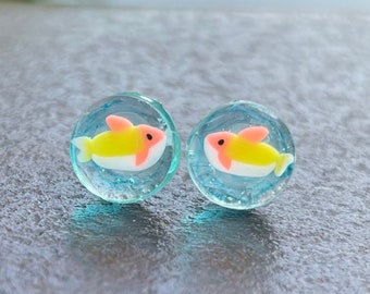 Plastic Post Earrings for Women or kids, Goldfish Studs For Sensitive Ears, Metal free Nickel Free Hypoallergenic Stud Earrings, Gift Idea