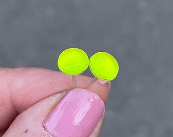 Non Metal Plastic Post Earrings for Women, Hypoallergenic Bright Yellow Studs For Sensitive Ears, Metal Free Studs, Great for kids or adults