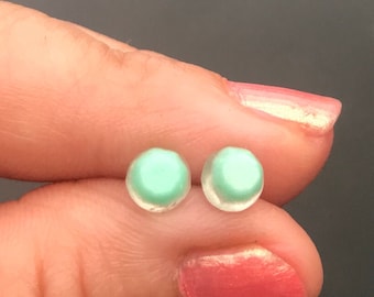 Teal Earrings Studs, Metal Free Plastic Post Earrings For Sensitive Ears, Nickel Free Hypoallergenic Stud Earring, Gift for kids or adults