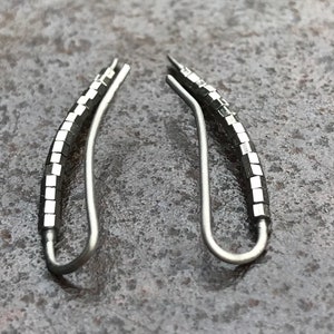 Titanium Ear Climber, Crawler Earrings Up the Ear Cuff, Hypoallergenic Comfortable for Sensitive Ears, Quality Modern Jewelry, Gift for her image 1