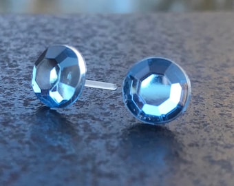 Light Blue Plastic Post Earrings for Women, Studs For Sensitive Ears, Metal free Nickel Free Hypoallergenic Stud Earrings, Great for kids