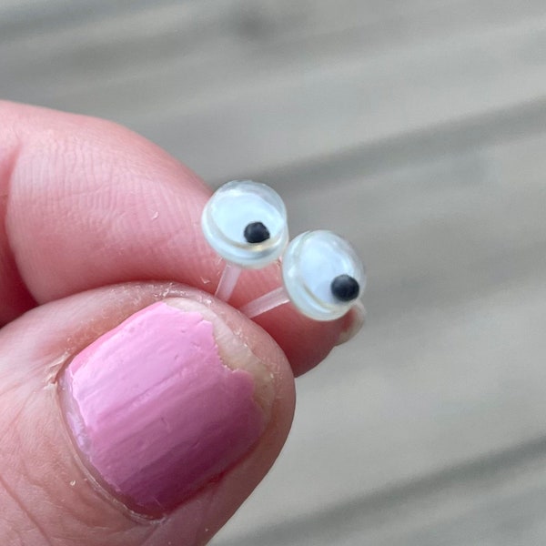 Metal-Free Googly Eye Stud Earrings, Hypoallergenic for sensitive ears, Plastic Post Earring, Jewelry for kids, Gift Ideas for him or her