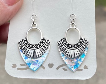 Metal Free Dangle Earrings, Silver Hypoallergenic Plastic Hook For Sensitive Ears, Gift for Women