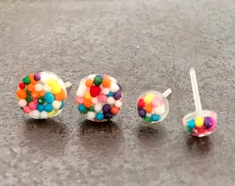 Colorful Plastic Post Earrings, Mommy and Me Studs For Sensitive Ears, , Mother Daughter Hypoallergenic Stud Earrings, Great for kids