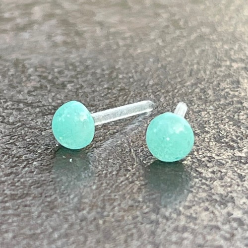 Tiny Plastic Post Earrings Black Heart Studs for Sensitive Etsy