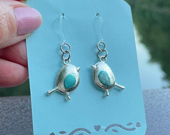 Hypoallergenic Bird Earrings, Metal Free Clear Plastic Hook Dangles For Sensitive Ears, Gift for Her