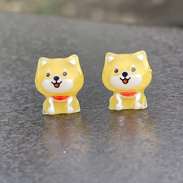 Metal-free Puppy Earrings, Plastic Post Studs For Sensitive Ears, Allergy Free Hypoallergenic Stud Earrings, Great for kids, Teens or Adults