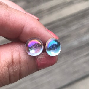 Fairy Bubble Earrings, Plastic Post Earrings Metal Free For Sensitive Ears, Nickel Free Hypoallergenic Stud Earring, Gift for kids or adults