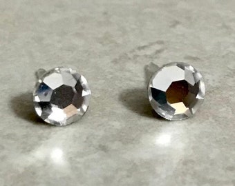 Swarovski Crystal Stud Earrings: Hypoallergenic Plastic Post, Metal-Free (6.5mm)