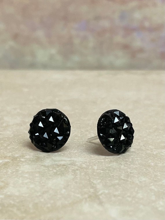 Tiny Plastic Post Earrings, Black Heart Studs for Sensitive Ears, Hypoallergenic Metal Free, Jewelry for Kids or Adults