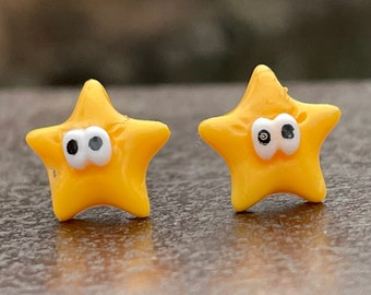 Metal-free Stargazer Star Earrings, Plastic Post Studs For Sensitive Ears, Allergy Free Hypoallergenic Earrings, Great for Kids or Adults