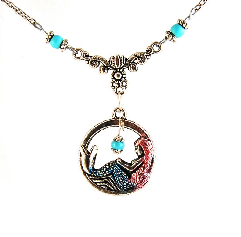 Mermaid Necklace Beach Lover Gift Mythical Fun Jewelry Gift Etsy