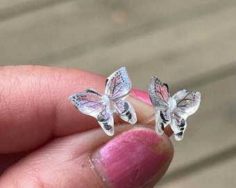 Metal-free Butterfly Earrings, Plastic Post Studs For Sensitive Ears, Allergy Free Hypoallergenic Stud Earrings, Great for kids or adults