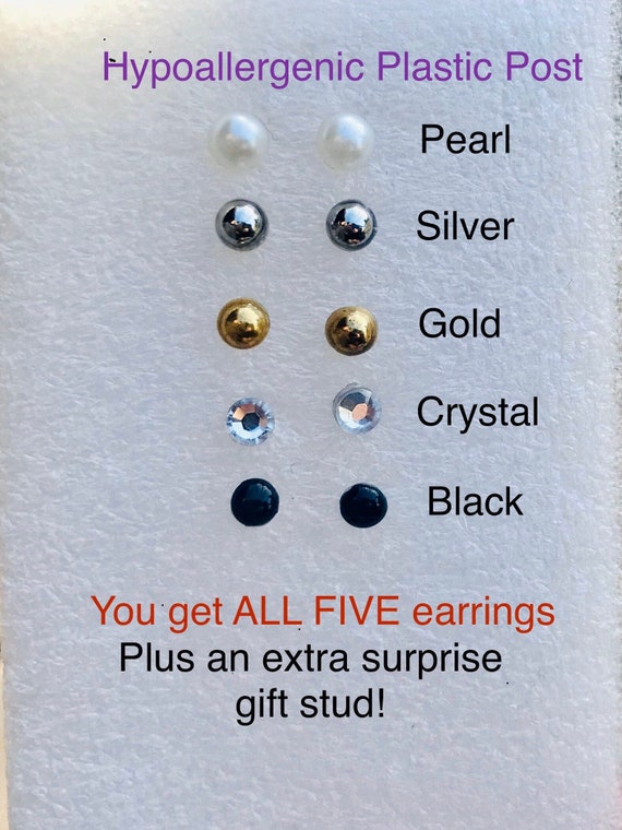 12 Pairs Tiny Plastic Earrings Set for Sensitive Ears,Clear Acrylic Post Earrings for Women Girl, Women's, Size: One size, Silver