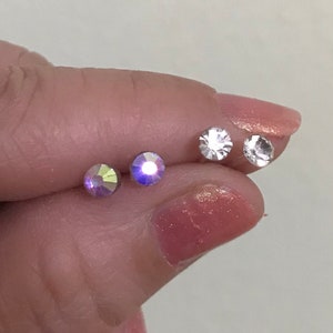 Kristallen plastic oorbellen, strass-stekers voor gevoelige oren, nikkelvrije hypoallergene oorbellen, ideaal voor kinderen of volwassenen