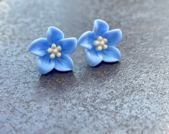 Forget Me Not Flower, No Metal Earrings, Plastic Post Studs for Women with Sensitive Ears, Hypoallergenic Earrings for Adults