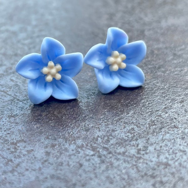 Vergissmeinnicht Blume, keine Metallohrringe, Kunststoff Ohrstecker für Frauen mit empfindlichen Ohren, hypoallergene Ohrringe für Erwachsene