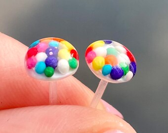 Colorful Plastic Post Earrings, Metal-free Studs For Sensitive Ears, No Metal Hypoallergenic Stud Earrings, Great for children or adults