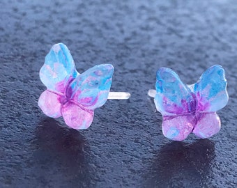 Metal-free Butterfly Earrings, Plastic Post Studs for Sensitive Ears,  Allergy Free Hypoallergenic Stud Earrings, Great for Kids 
