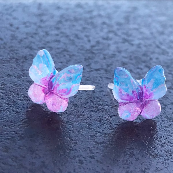 Metallfreie Schmetterlingsohrringe, Kunststoff-Ohrstecker für empfindliche Ohren, allergiefreie hypoallergene Ohrstecker, ideal für Kinder