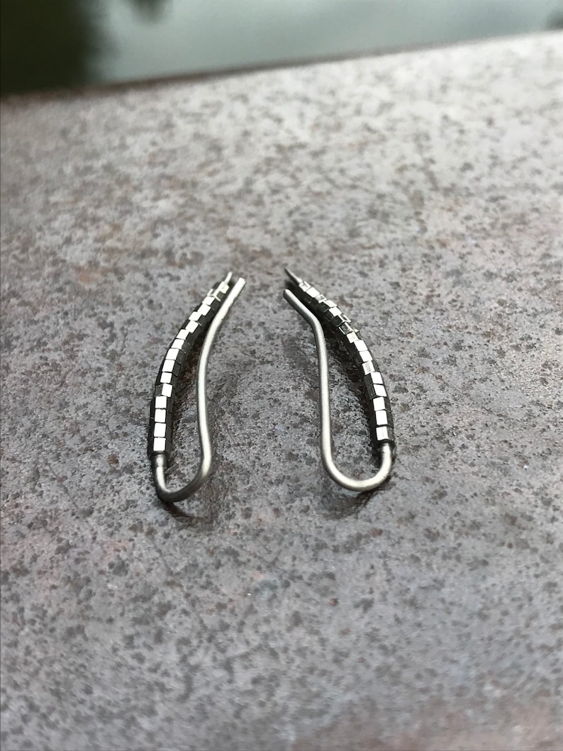 Hypoallergenic Titanium Ear Climber Gift for her Comfortable for Sensitive Ears Quality Modern Jewelry Crawler Earrings Up the Ear Cuff