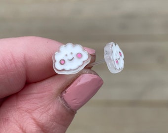 Plastic Post Earrings, Cloud Studs For Sensitive Ears, Metal-free , No Allergy Hypoallergenic, Great for kids or Adults