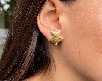 Pendientes sin metal, pendientes de estrella de oro o plata para mujer, pendientes sin metal para orejas sensibles, poste de plástico hipoalergénico, regalo para ella