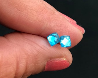 Plastic Post Earrings, Ocean Blue Square Metal Free Resin Studs For Sensitive Ears, Nickel Free Hypoallergenic Stud Earring, Great for kids