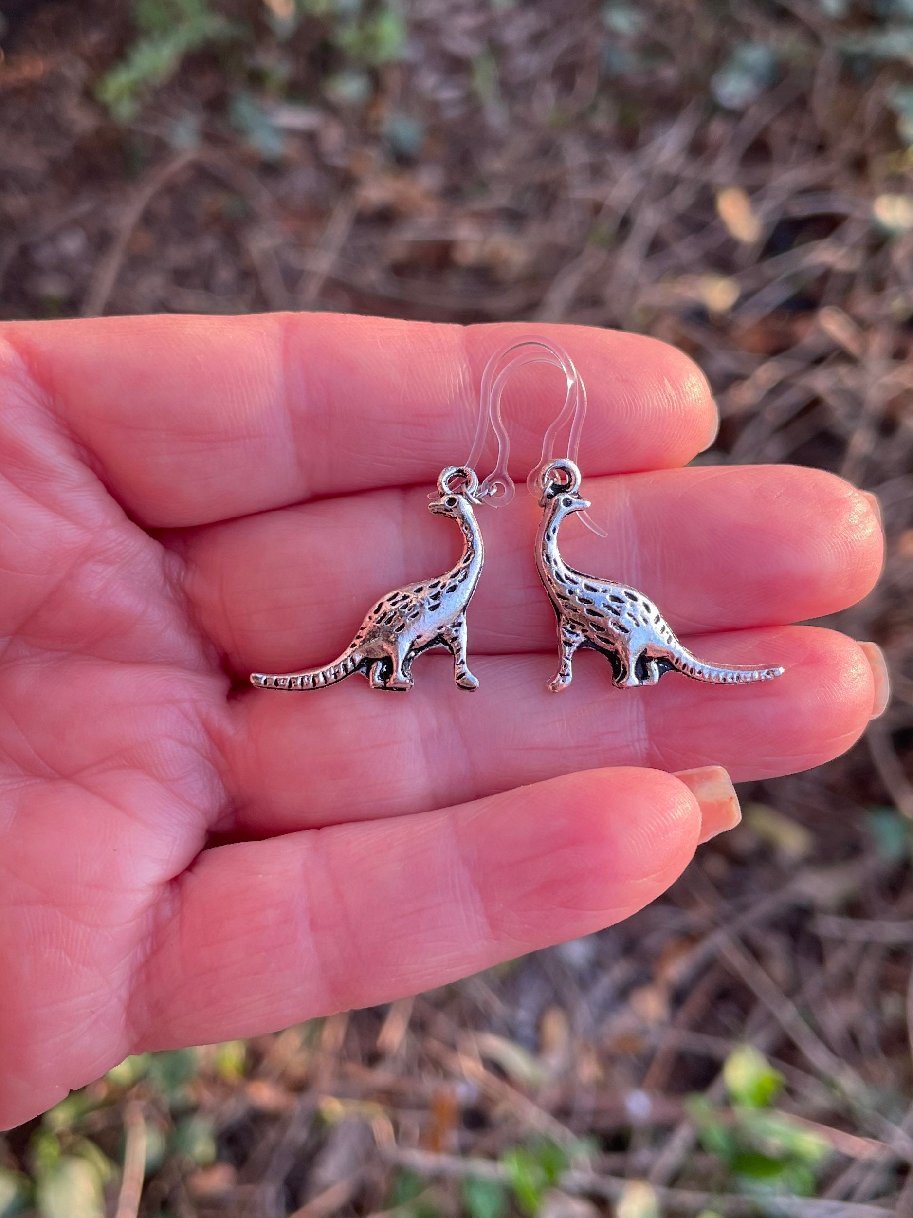 Orecchini A Cerchio Con Dinosauro E Cristalli – Gioielli Ipoallergenici In Oro Rosa E Argento, Regalo Originale Per Amiche