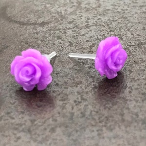 Tiny Plastic Post Earrings, Black Heart Studs for Sensitive Ears, Hypoallergenic Metal Free, Jewelry for Kids or Adults