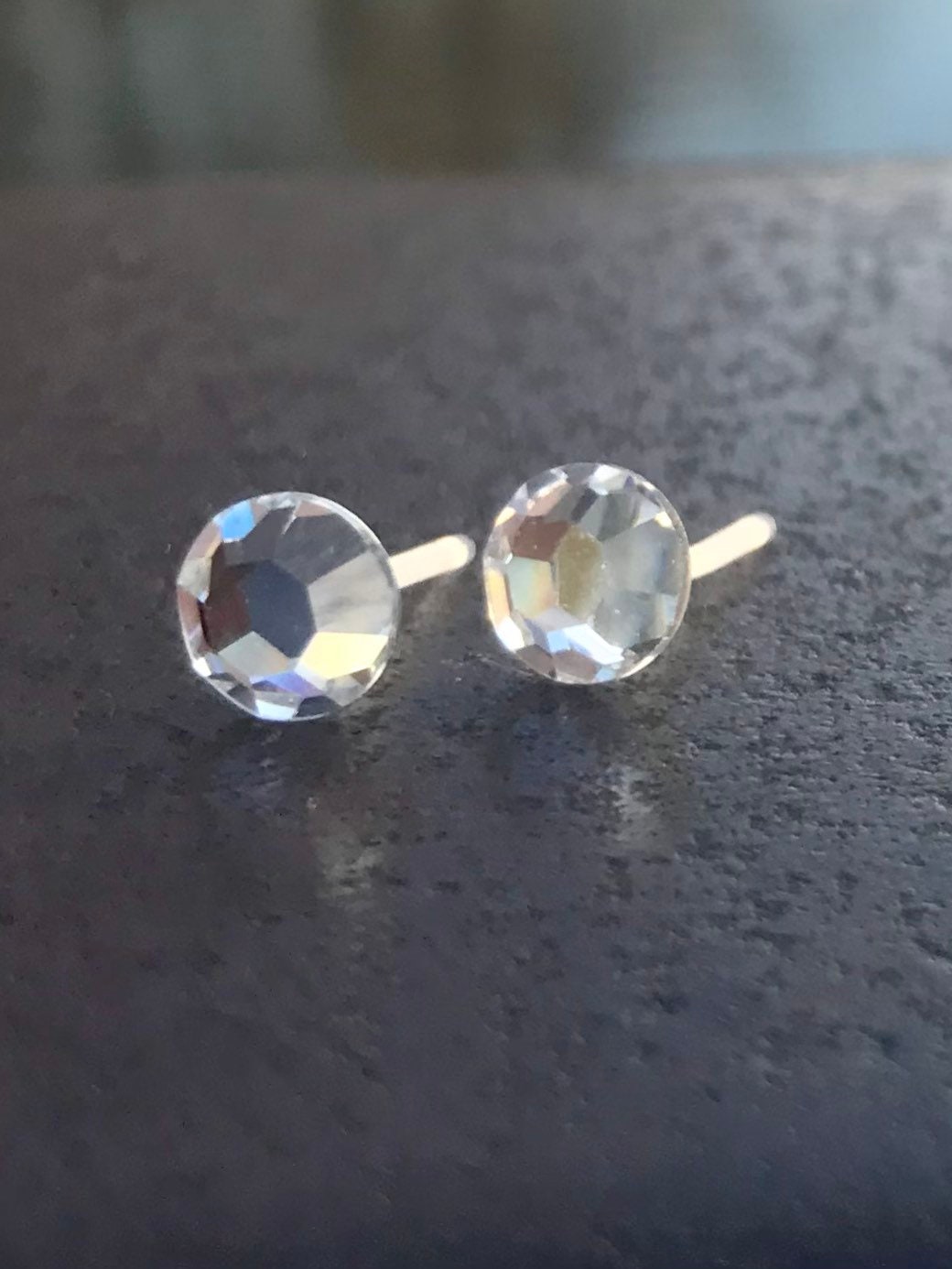 Plastic Post Earrings, Metal-free Sparkly Swarovski Crystal Studs for  Sensitive Ears, Hypoallergenic Stud Earrings, for Women or Men 