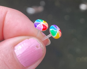 Non-Metal Earrings, Beach Balls, Plastic Post Studs For Sensitive Ears, Nickel Free Hypoallergenic Stud Earrings, Great for kids or women