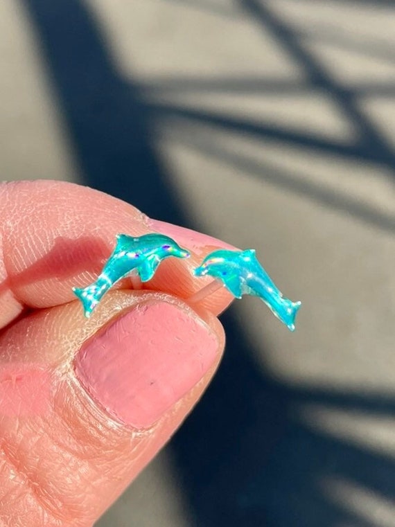 Dolphin Studs Plastic Post Earrings for Women or Kids Metal Free