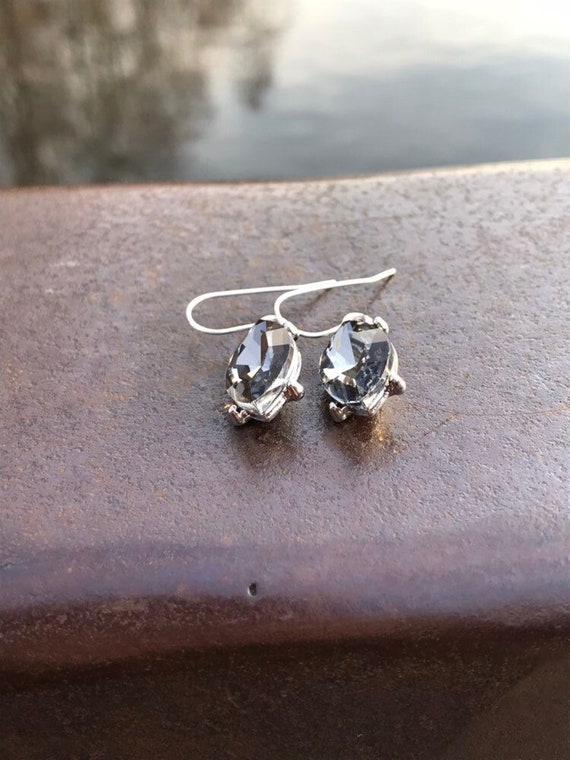 Charcoal Gray Earrings, Hypoallergenic Plastic Hook for Sensitive Ears, Titanium or Stainless Steel Wire